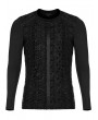 Punk Rave Black Gothic Knitted Printed Slim Fit Long Sleeve T-Shirt for Men