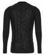 Punk Rave Black Gothic Knitted Printed Slim Fit Long Sleeve T-Shirt for Men