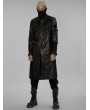 Punk Rave Men's Black Gothic Punk Long Coat with Detachable Hollow Out Sleeves