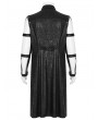 Punk Rave Men's Black Gothic Punk Long Coat with Detachable Hollow Out Sleeves