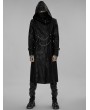 Punk Rave Black Gothic Punk Printing Stand Collar Long Hooded Coat for Men