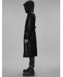 Punk Rave Black Gothic Punk Printing Stand Collar Long Hooded Coat for Men