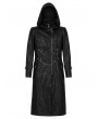 Punk Rave Black Gothic Punk Printing Stand Collar Long Hooded Coat for Men