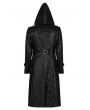 Punk Rave Black Gothic Punk Printing Stand Collar Long Hooded Coat for Men