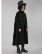 Punk Rave Black Vintage Gothic Gorgeous Faux Wool Lapel Long Slit Cloak for Men