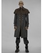 Punk Rave Gray and Coffee Gothic Punk Post Apocalyptic Fake Two-Piece Long Jacket for Men