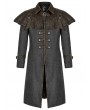 Punk Rave Gray and Coffee Gothic Punk Post Apocalyptic Fake Two-Piece Long Jacket for Men