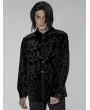 Punk Rave Black Vintage Loose Gothic Print Long Sleeve Velvet Shirt for Men