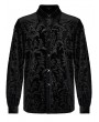 Punk Rave Black Vintage Loose Gothic Print Long Sleeve Velvet Shirt for Men