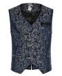 Punk Rave Blue Vintage Gorgeous Double Breasted Jacquard  Gothic Vest for Men