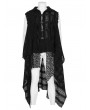 Punk Rave Black Gothic Post Apocalyptic Irregular Gauze Loose Vest for Men