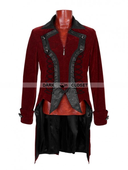 Punk Rave Gothic Dark Rose Swallow-Tailed Coat for Men - DarkinCloset.com