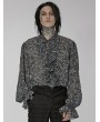 Punk Rave Gray Vintage Gothic Embossed Pattern Long Sleeve Shirt for Men