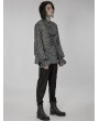 Punk Rave Gray Vintage Gothic Embossed Pattern Long Sleeve Shirt for Men