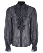 Punk Rave Gray Vintage Gothic Embossed Pattern Long Sleeve Shirt for Men