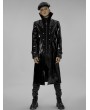 Punk Rave Black Gothic Punk Double Stand Collar Patent Leather Long Coat for Men