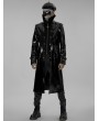 Punk Rave Black Gothic Punk Double Stand Collar Patent Leather Long Coat for Men