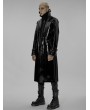 Punk Rave Black Gothic Punk Double Stand Collar Patent Leather Long Coat for Men
