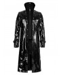 Punk Rave Black Gothic Punk Double Stand Collar Patent Leather Long Coat for Men