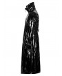 Punk Rave Black Gothic Punk Double Stand Collar Patent Leather Long Coat for Men