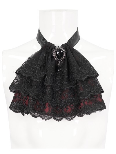Devil Fashion Black and Red Gothic Vintage Lace Party Bowtie for Men