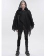 Devil Fashion Black Gothic Punk Irregular Loose Net Hooded Cloak for Men