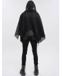 Devil Fashion Black Gothic Punk Irregular Loose Net Hooded Cloak for Men