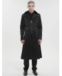 Devil Fashion Black Gothic Punk Leather Cross Long Coat for Men