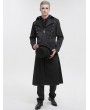 Devil Fashion Black Gothic Punk Leather Cross Long Coat for Men