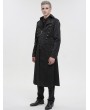 Devil Fashion Black Gothic Punk Leather Cross Long Coat for Men