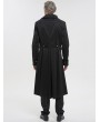 Devil Fashion Black Gothic Punk Leather Cross Long Coat for Men