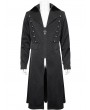 Devil Fashion Black Gothic Punk Leather Cross Long Coat for Men