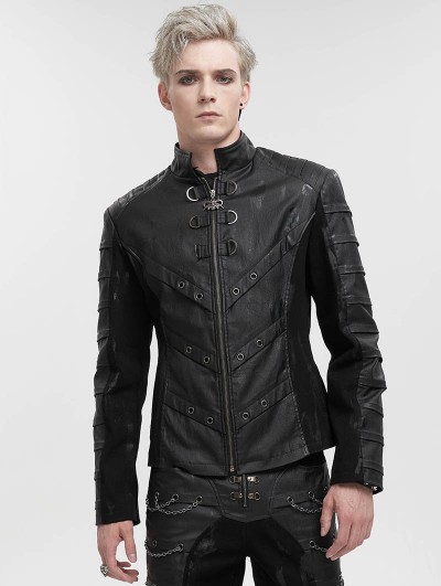 Devil Fashion Black Gothic Punk Rock Daily Wear Short Jacket for Men