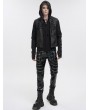 Devil Fashion Black Gothic Punk Layered Chain Long Fitted Leather Pants for Men