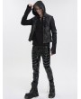 Devil Fashion Black Gothic Punk Layered Chain Long Fitted Leather Pants for Men