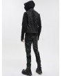 Devil Fashion Black Gothic Punk Layered Chain Long Fitted Leather Pants for Men