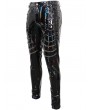 Devil Fashion Black Gothic Punk Layered Chain Long Fitted Leather Pants for Men