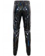 Devil Fashion Black Gothic Punk Layered Chain Long Fitted Leather Pants for Men