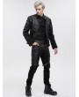 Devil Fashion Black Gothic Punk Metal Buckle Chain Long Fitted Pants for Men