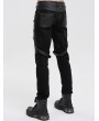 Devil Fashion Black Gothic Punk Metal Buckle Chain Long Fitted Pants for Men