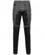 Devil Fashion Black Gothic Punk Metal Buckle Chain Long Fitted Pants for Men