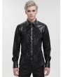 Devil Fashion Black Gothic Punk Leather Spliced Long Sleeve Shirt for Men
