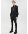 Devil Fashion Black Gothic Punk Leather Spliced Long Sleeve Shirt for Men