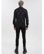 Devil Fashion Black Gothic Punk Leather Spliced Long Sleeve Shirt for Men