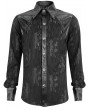 Devil Fashion Black Gothic Punk Leather Spliced Long Sleeve Shirt for Men