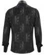 Devil Fashion Black Gothic Punk Leather Spliced Long Sleeve Shirt for Men