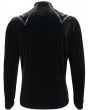 Devil Fashion Black Gothic Velvet Leather Strip Long Sleeve T-Shirt for Men