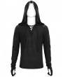 Devil Fashion Black Gothic Long Sleeve Casual Fitted Hooded Top for Men