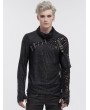 Devil Fashion Black Gothic Punk Pullover Pins Asymmetrical Long Sleeve T-Shirt for Men