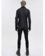 Devil Fashion Black Gothic Punk Pullover Pins Asymmetrical Long Sleeve T-Shirt for Men